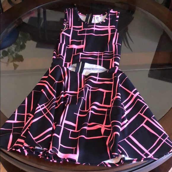 Pink and Black Mini Dress (Flare) - Picture 1 of 4
